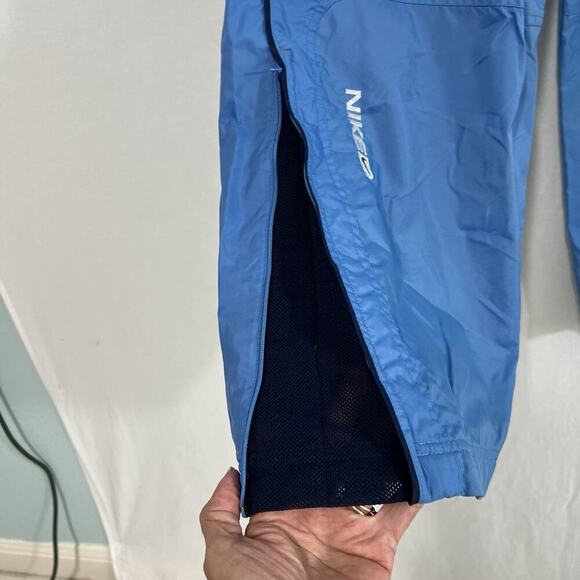 VTG Y2K Nike Windbreaker Track Pants Mens M Gray Tag Baggy Wide Nylon Lined Blue - Picture 5 of 15